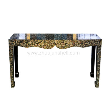 CANOSA Black mother of pearl covered wall table with wood